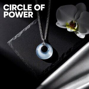 Shimmering Silver/Grey CatsEye Pendant + 19" Adjustable Stainless Steal Chain